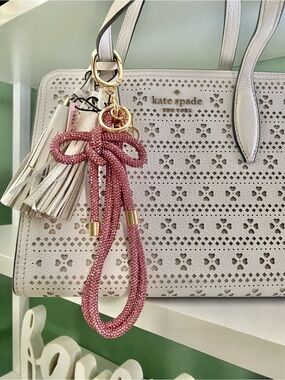 Victoria's Secret Pink Crystal Loop Keychain with Gold Hardware